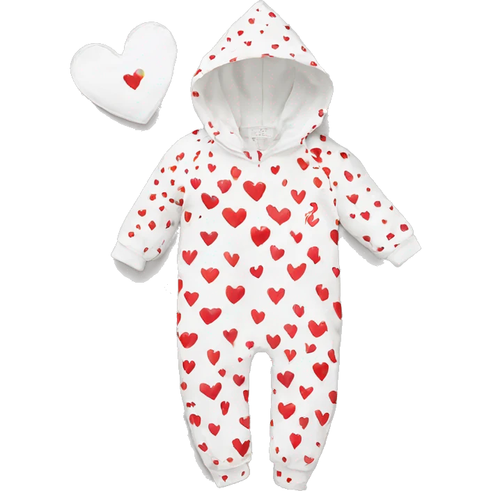 white and red heart romper for newborns emoji