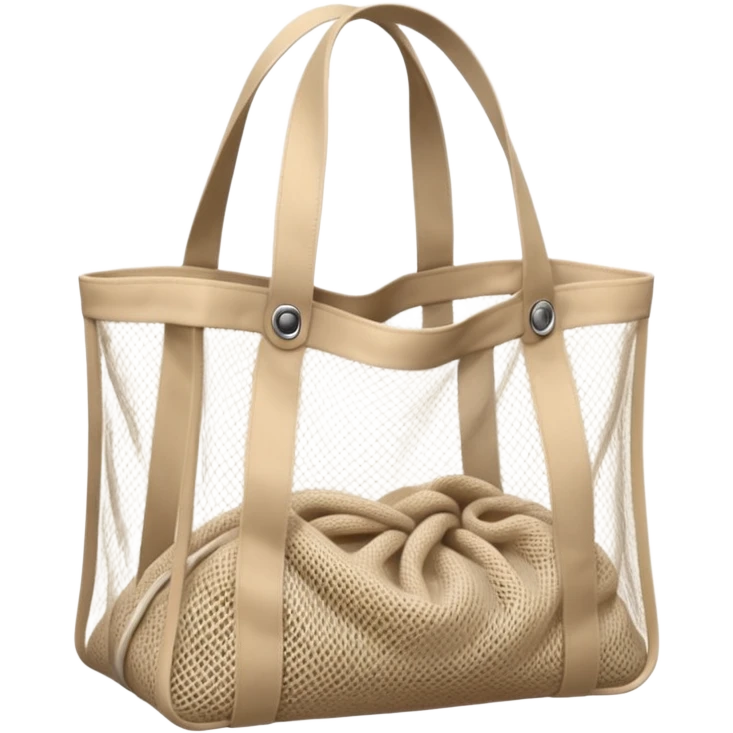 net bag,  mesh storage bag, tote bag, used for shopping, it has two knited handles as bag itself, it is empty inside of it just the shape of the bag emoji