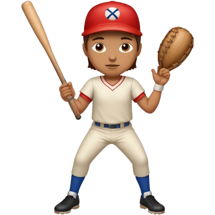 Stick with face arms and legs holding a wooden baseball bat emoji