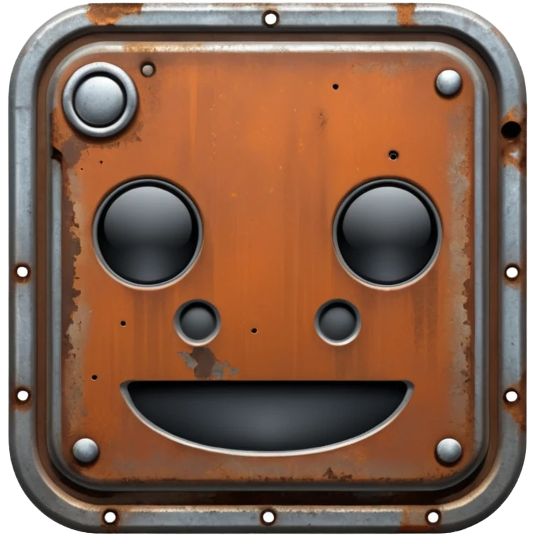 ultra realistic metal rust scrap DUBS icon emoji