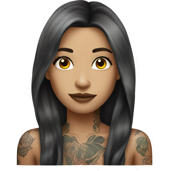 tattooed woman very attractive long hair emoji
