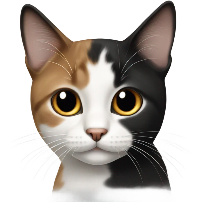 Black brown and white Cat with black spot near the nose emoji