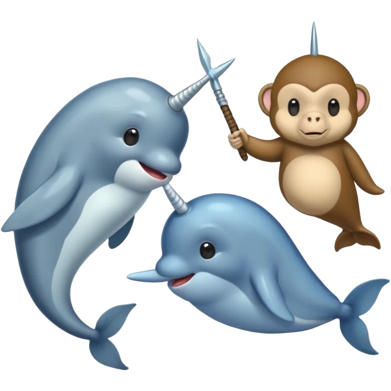 narwhal and monkey half body each part emoji