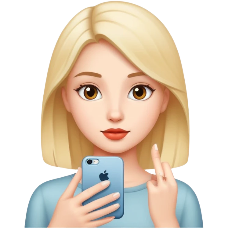 beautiful girl use iphone emoji