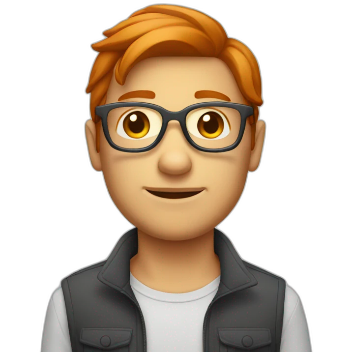 Personne rousse avec des lunettes emoji