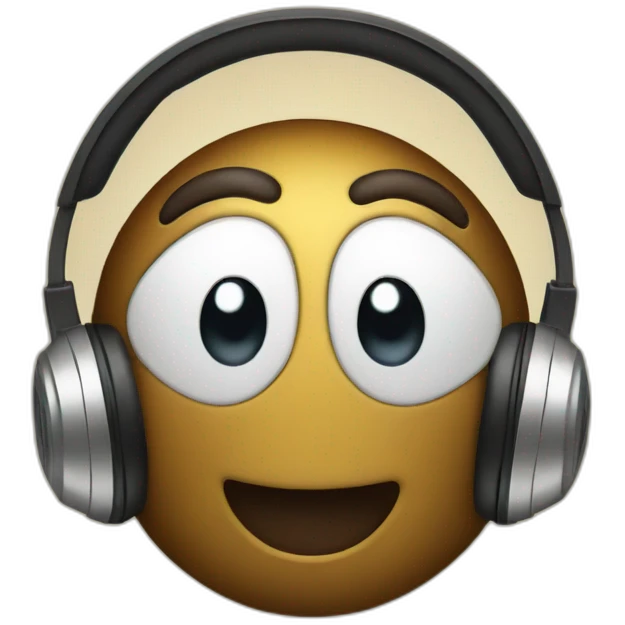 Happy emoji with headphones emoji