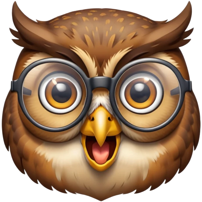 owl with glasses falling off and surprised expression emoji