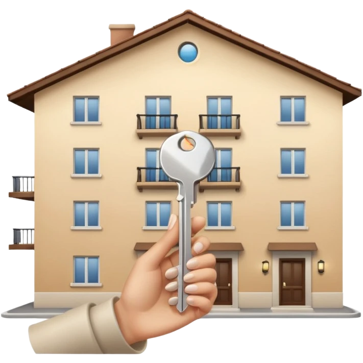 emoji de mano de mujer sujetando unas llaves con el fondo de un departamento emoji