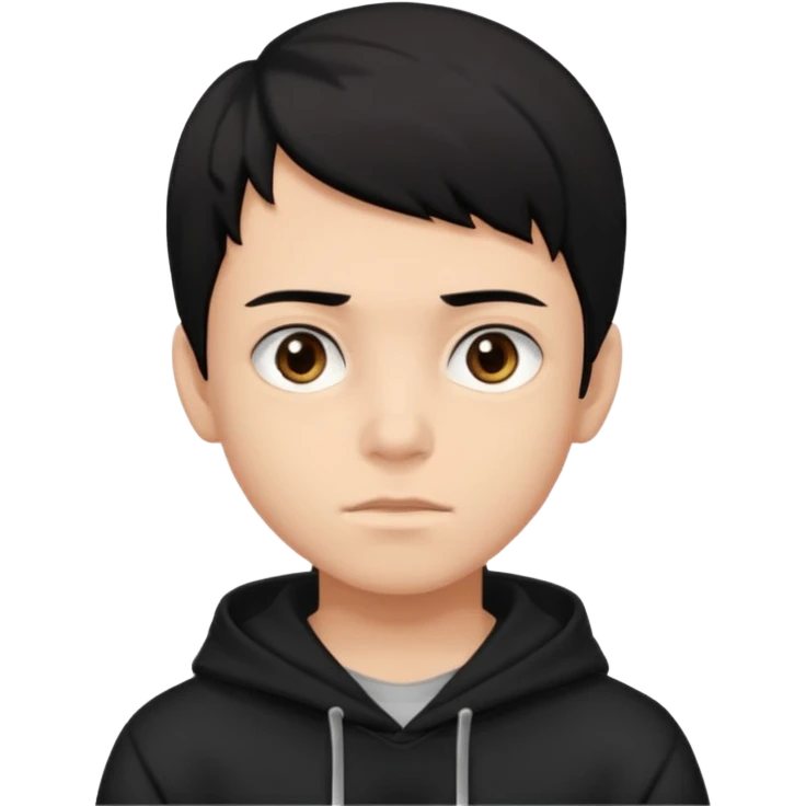 Chłopak ciemno brązowe oczy czarne włosy bluza czarna i taki bardziej żeby wyglądał na 18 latka emoji