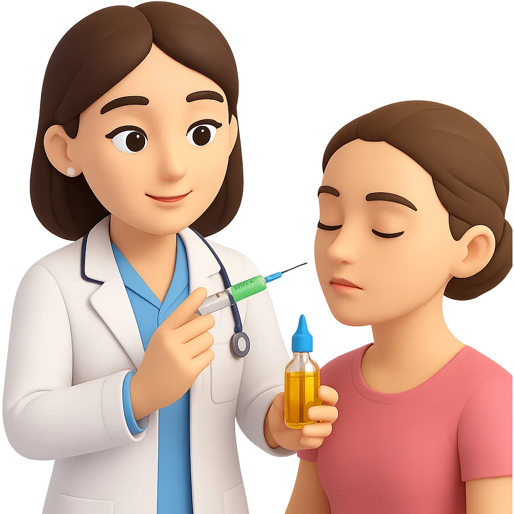 A female doctor who is doing PRP injections, add a patient emoji