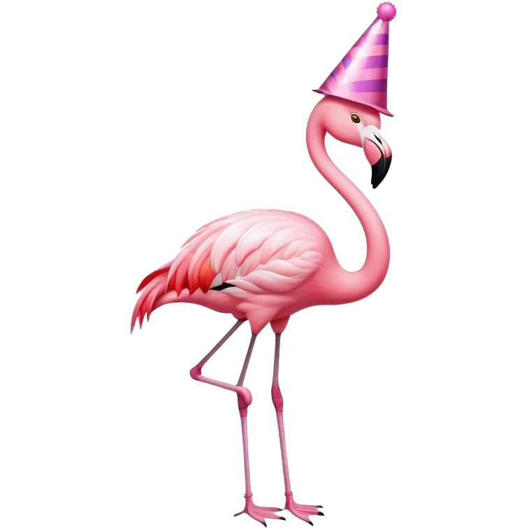 Flamingo wearing party hat emoji
