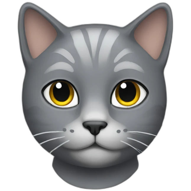 Gray cat with face mask like hair emoji