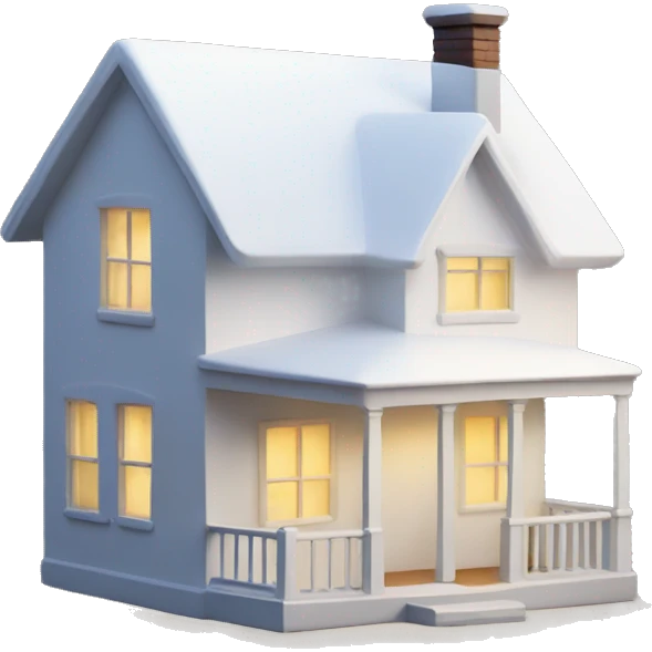 House with white paint with lights in the window emoji