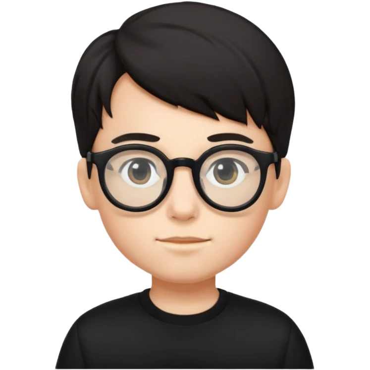 boy with big glasses,black wear emoji