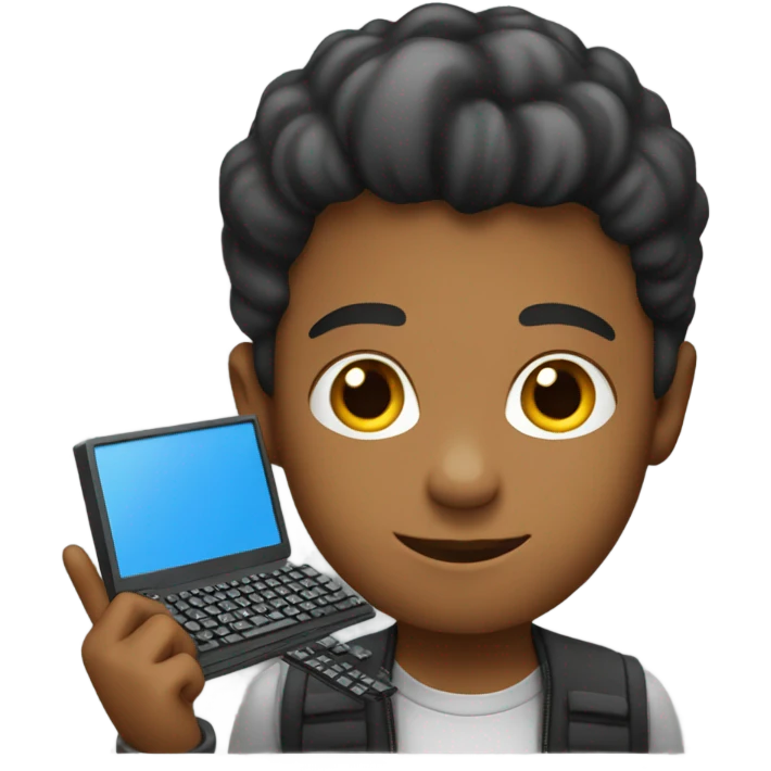 A young programmer with keyboard in han emoji