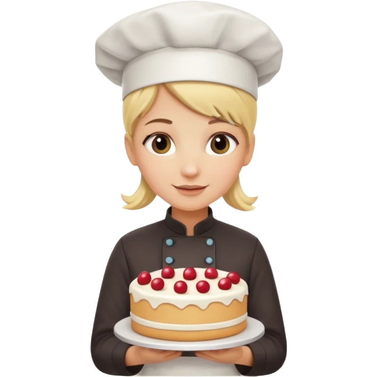 Blonde hair pastry chef holding cake emoji