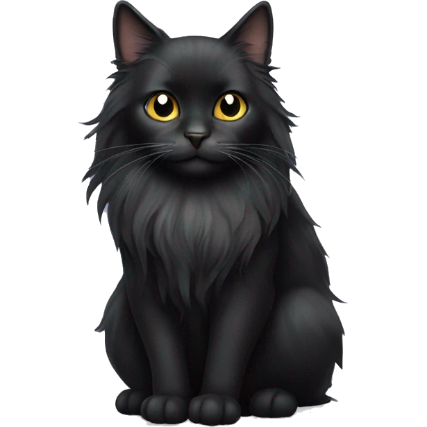 black cat domestic long-haired with white spot emoji