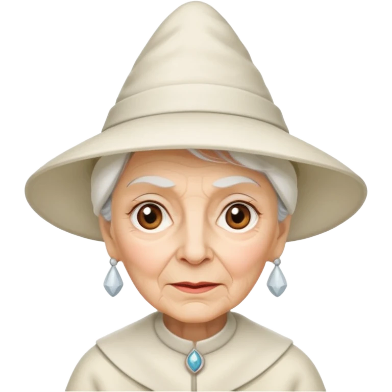 Old lady with pointy white hat emoji