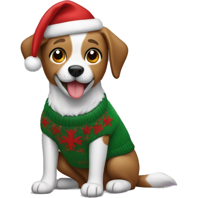 Dog with Christmas sweater  emoji