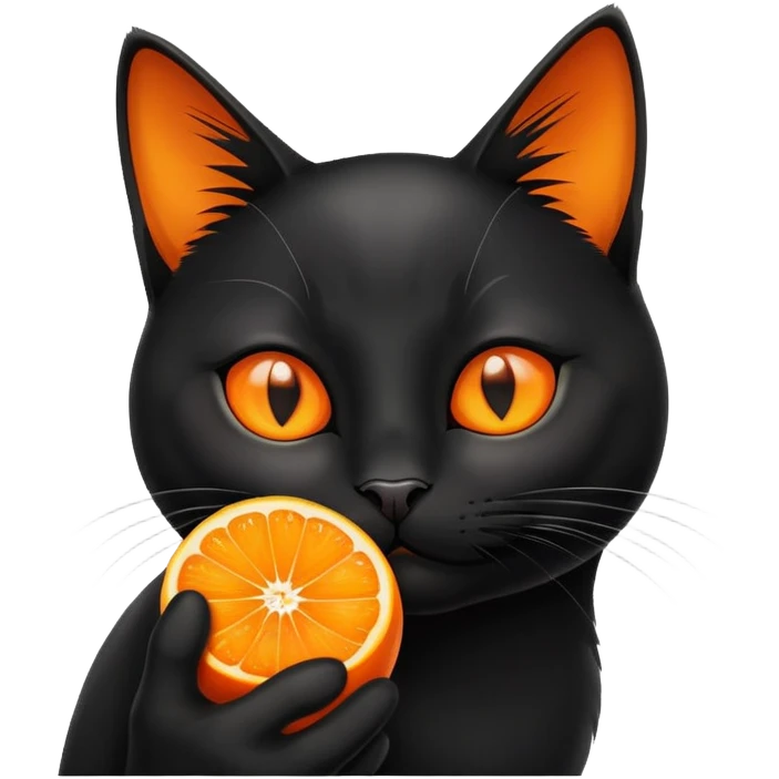 Black cat kissed orange  emoji