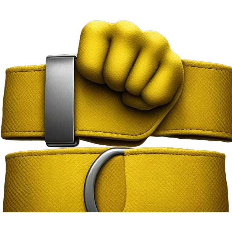 Belt dangling from yellow fist emoji