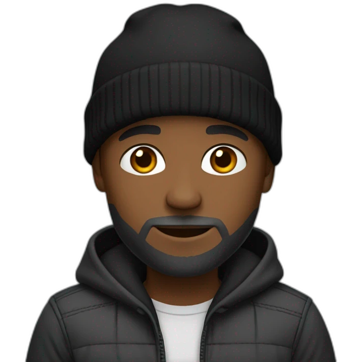 african american male with medium toned skin, wearing a black beanie.  He also has a stubbly, short gray beard emoji