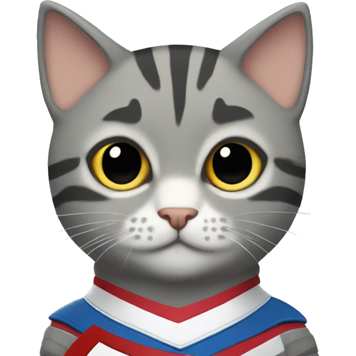 gray tabby cat wearing a Captain America costume  emoji