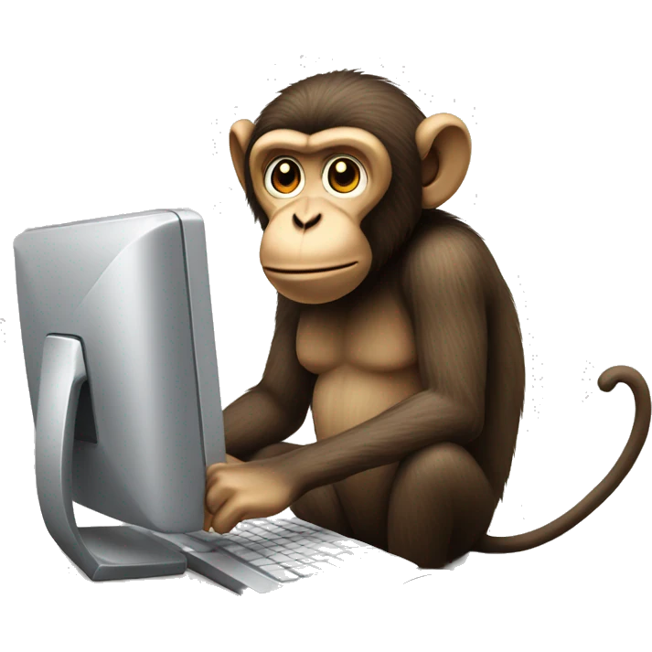 A monkey sitting at his computer emoji