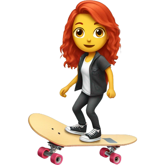 A red hair girl do skateboarding  emoji