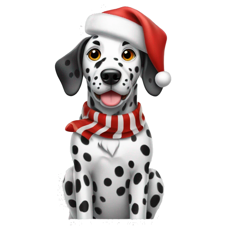 Dalmatian dressed as Santa emoji