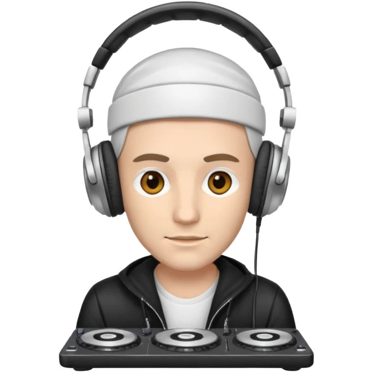 White dj mixing, headphone on head  emoji
