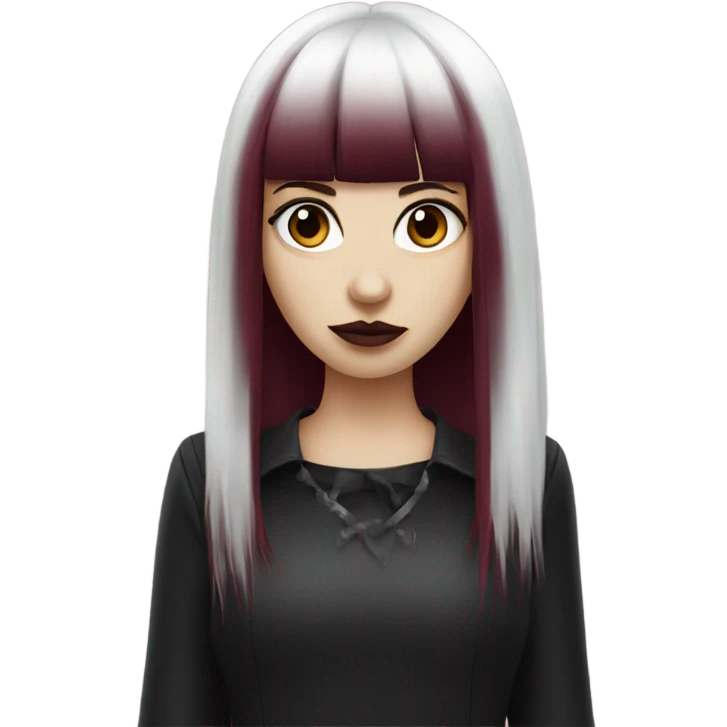 white goth girl with burgundy hair and bang  emoji