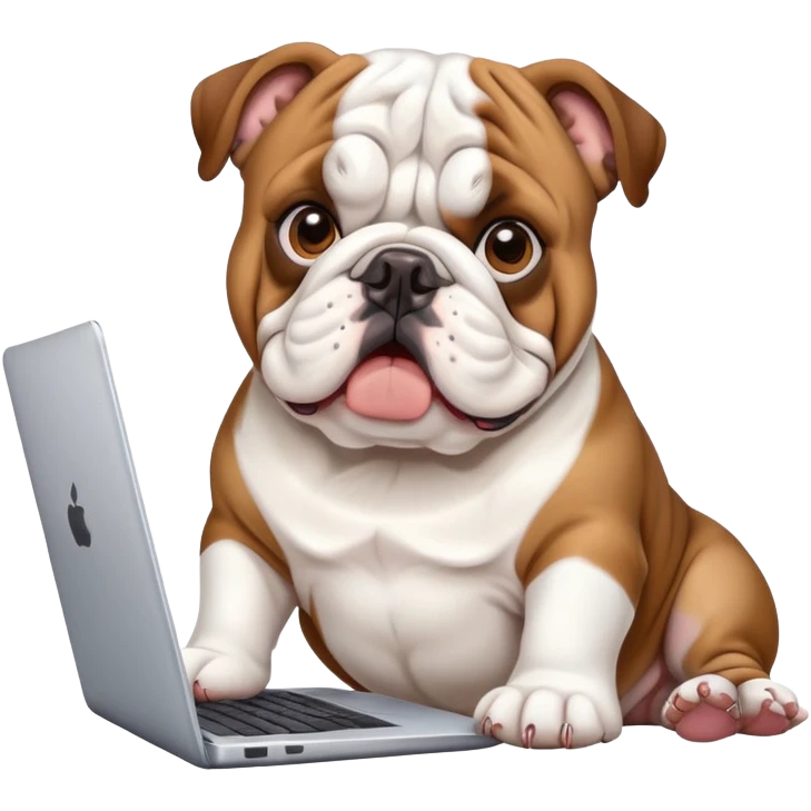 English bulldog with a laptop emoji