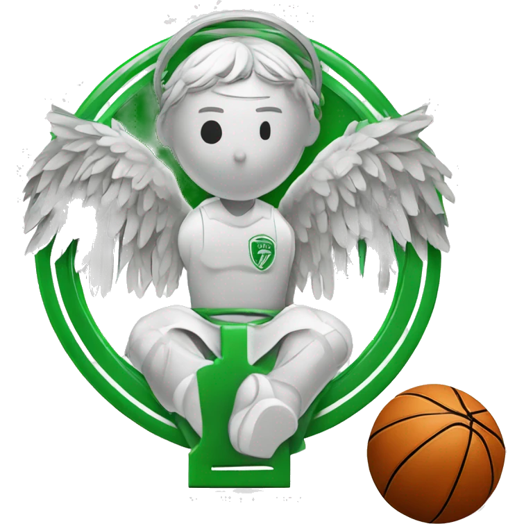 Basketball Club Prievidza logo with angel with cross and ball emoji