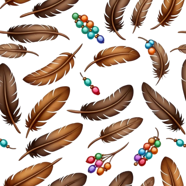 Brown Feathers with beads emoji