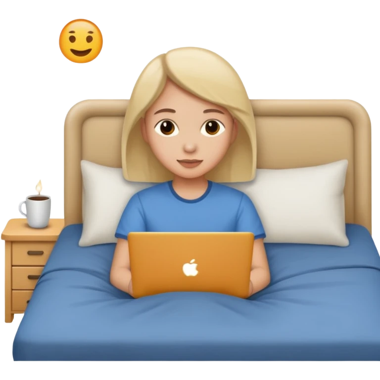 laptop working in bed emoji