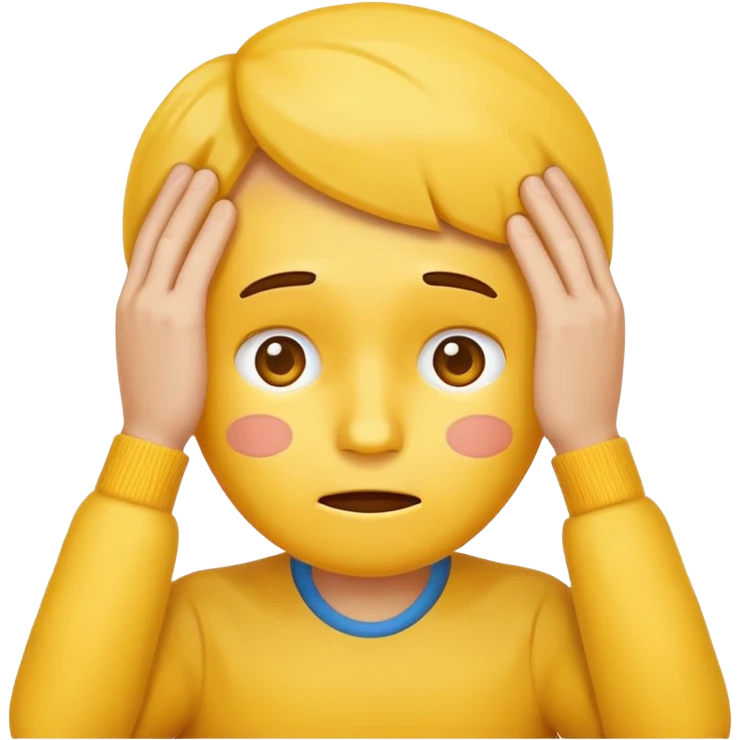 yellow face emoji with hand on forehead expressing frustration or embarrassment, clear and simple expression emoji