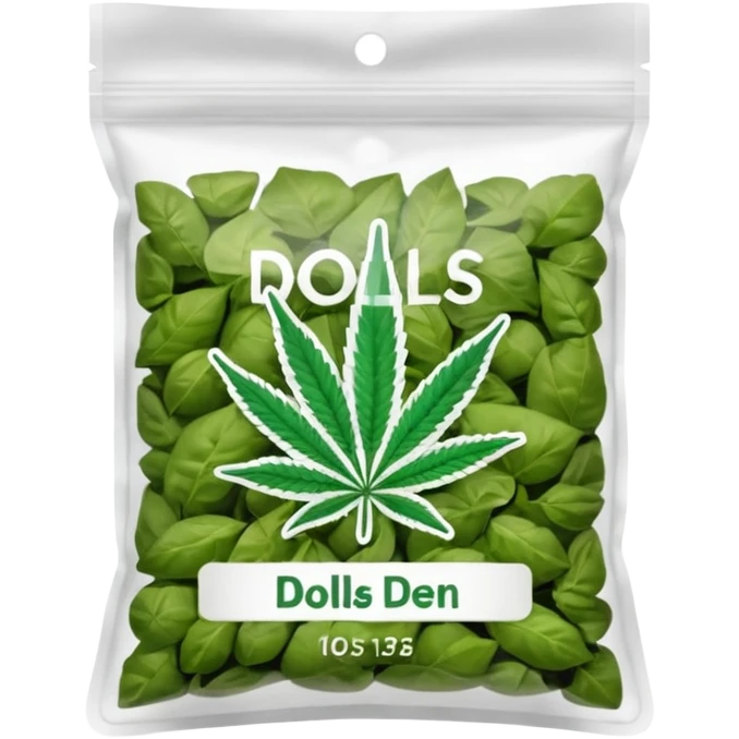 Weed pound baggie with the name Dolls Den on the label   emoji