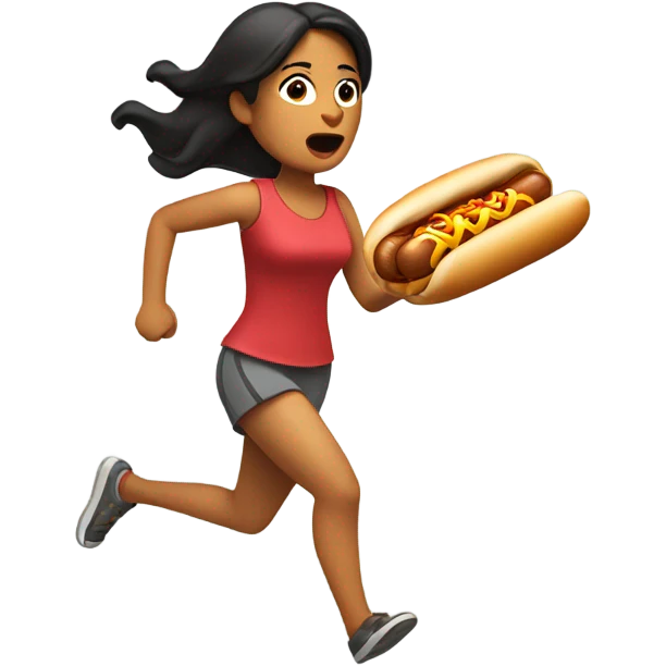 Mexican woman running with a hotdog  emoji