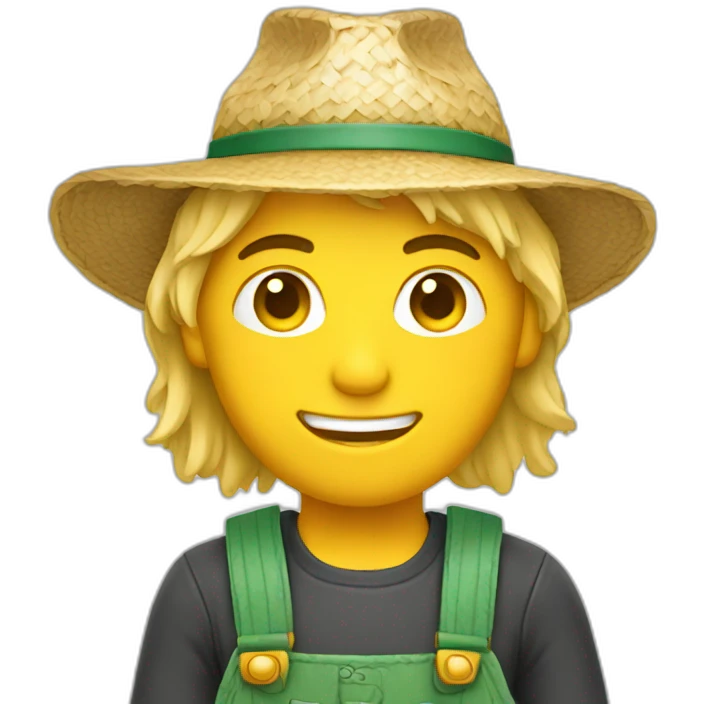 blonde male farmer with straw emoji