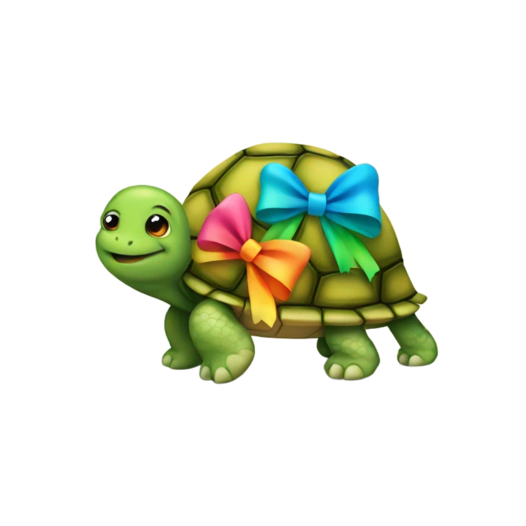 Turtle wearing a bow emoji