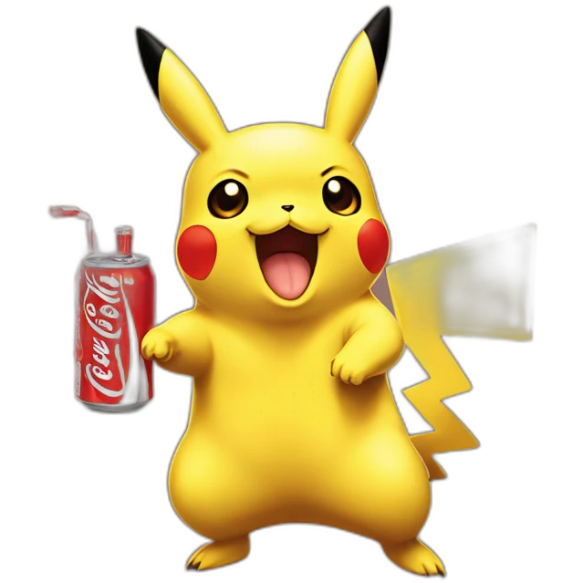 Pikachu boit un coca cola emoji