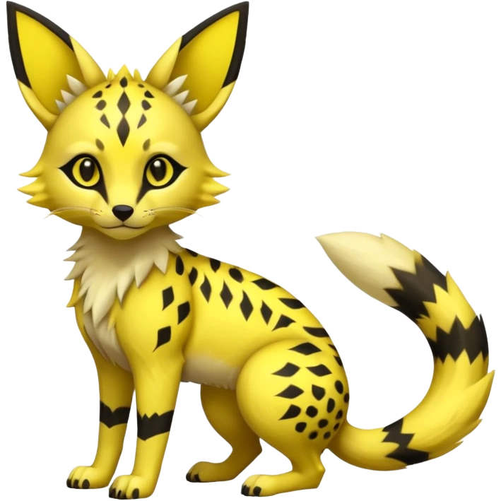 Neon yellow Jolteon-Umbreon-Genet-Civet-Bastet-Cheetah-Hybrid (Full body) with black markings emoji
