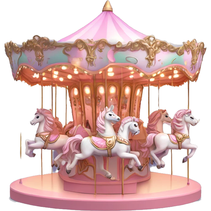 Pastel Pink Carousel "A pastel pink carousel with glowing horses, glittering poles, and a soft, dreamy light illuminating the entire structure." emoji