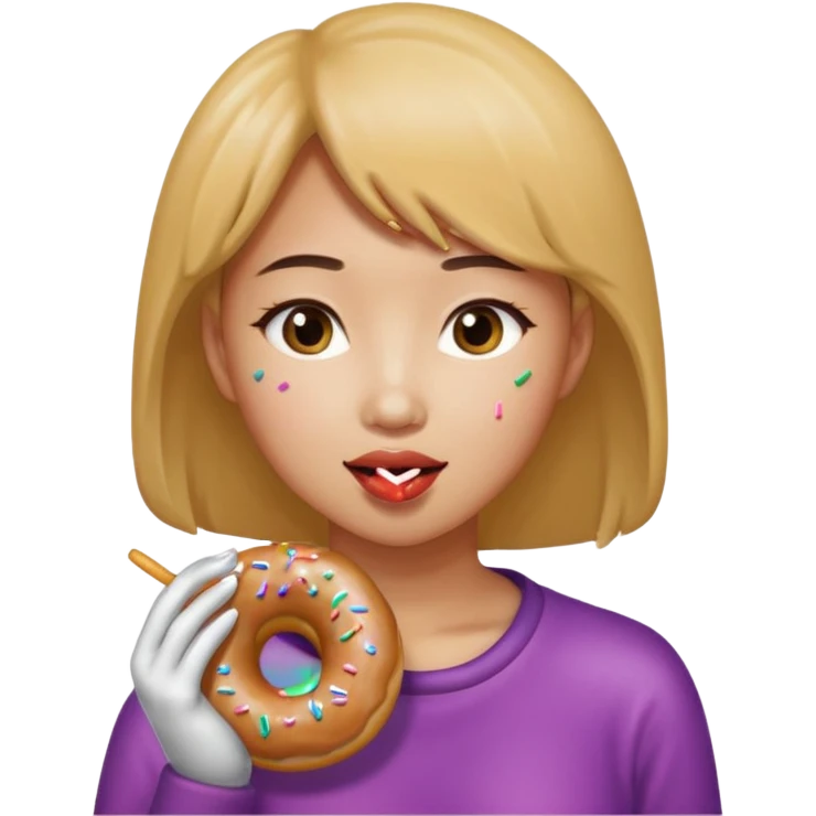 asian woman eating donut emoji