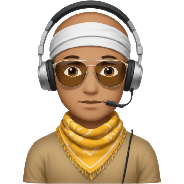 man with shades, headphones and bandana emoji