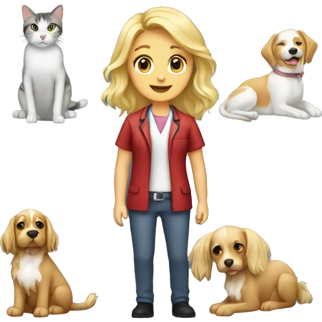 Blonde veterinary long hair with cat and dog emoji