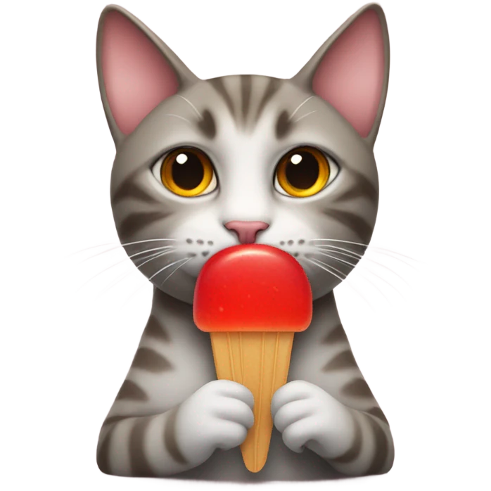 a cat holding a red popsicle  emoji