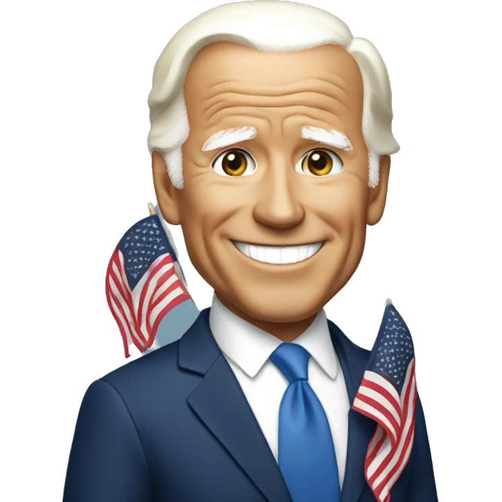 Jo Biden holding an American flag  emoji