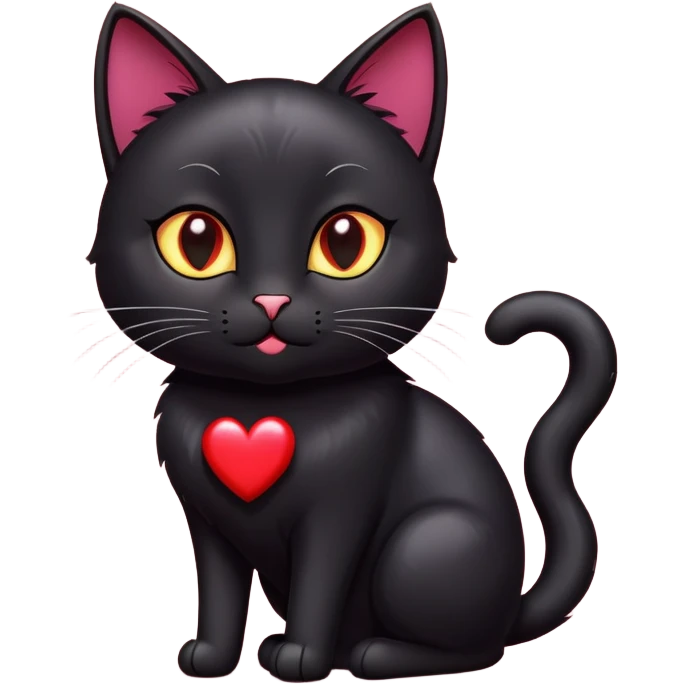 Black cat with heart emoji